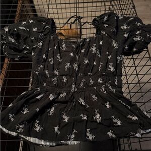 Maurices Black and White Patterned Blouse